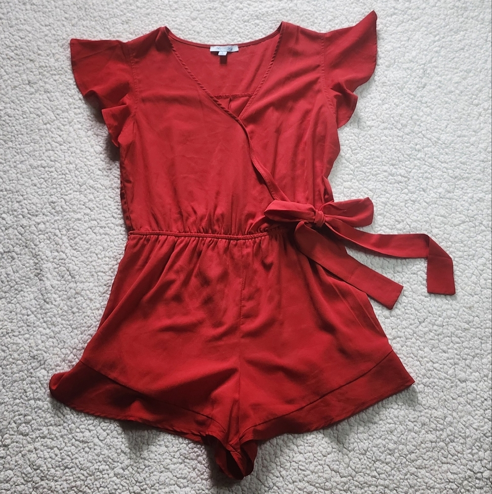 Red Wrap Romper by She + Sky Size Large